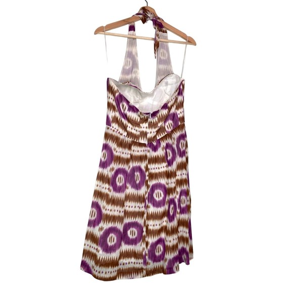 Trina Turk Ikat Geometric Print Halter Women's Cotton Dress Size 6 - Picture 2 of 10